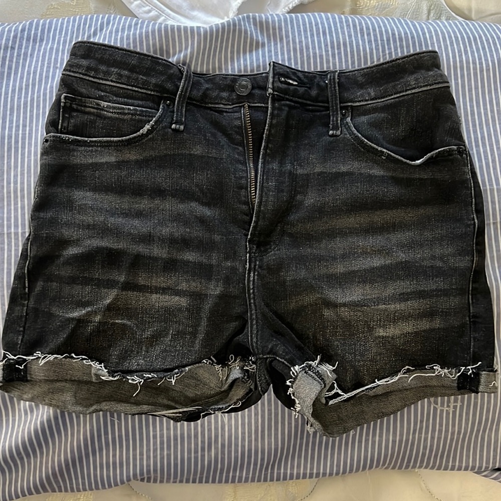 Abercrombie High Rise Black Denim Shorts